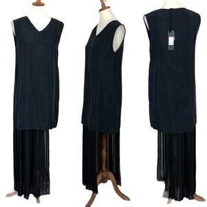 Asymmetrical Maxi Dress BLACK Small High Low Cocktail Italian Designer Artsy NEW